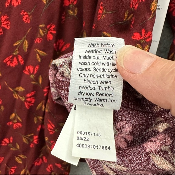 Sonoma Floral Tie Front Peasant Top Ruffle Boho Cottagecore Dark Women's XXL 2XL - Picture 6 of 9